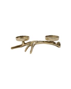 Tealightholder antler 2 gold 7,5x28x17cm