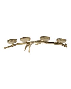 Tealightholder antler 4 gold 8x43x19cm