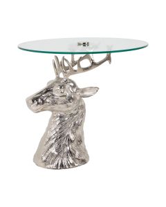 Table deer glass silver 50x43x43cm