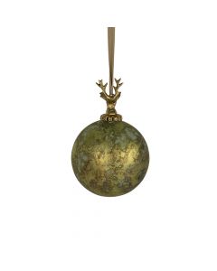 boule de décoration cerf vert antique 12cm