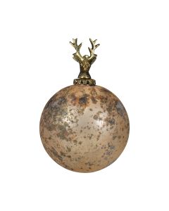 decoration ball deer antique gold 12cm