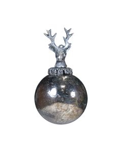 decoratie bal hert antiek zilver 8cm