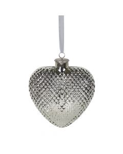 decoration heart silver 17cm