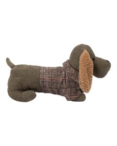 Deurstopper dachshund trui groen 35x15x17cm