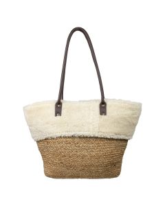 mouton blanc sac bandoulière jute 50cm (ovis aries)