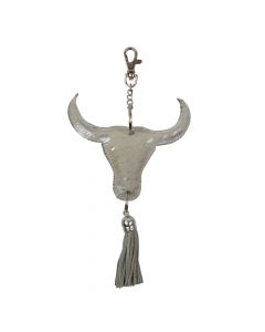 key chain bull head silver 10cm (bos taurus taurus)*