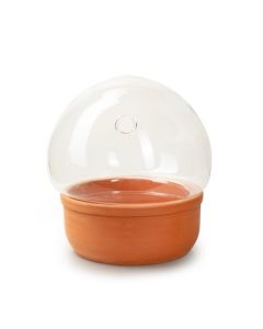 Glasglocke mit Loch mit Bodenplatte aus Keramik 'Sintra' h25 d21 cm