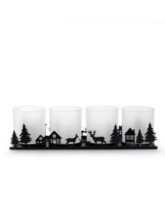 Metal holder with 4 glasses 'rory' black 35x9x10 cm