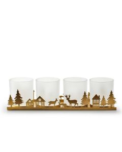 Metal holder with 4 glasses 'rory' gold 35x9x10 cm