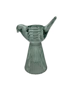 Bougeoir cassis bleu vert h16.5 d12cm