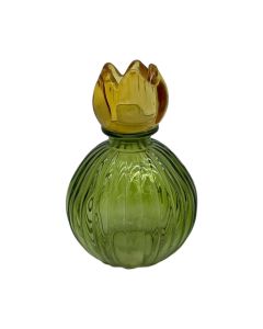 Vase fleur unique rosa jaune h12.5 d8.5cm