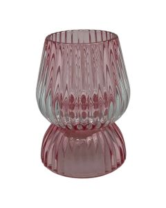 Photophore fleur rose h12 d8.5cm