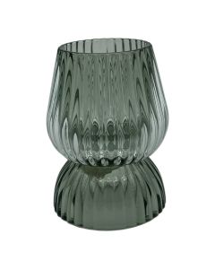 Photophore fleur bleu vert h12 d8.5cm