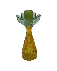 Bougeoir alma bleu jaune h15 d7.8cm