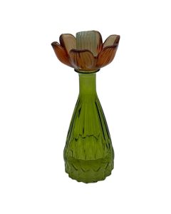 Bougeoir alma orange vert h20 d10cm