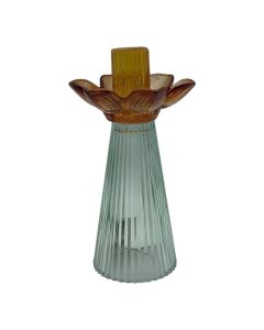 Candleholder solis blue orange h21 d12cm