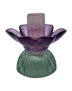 Bougeoir solis bleu violet h11.5 d12cm