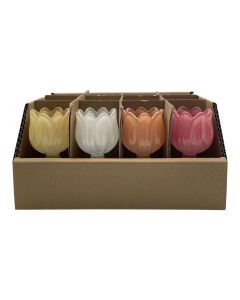 Theelichthouder tulp display 4 assorti h15 d7,5cm