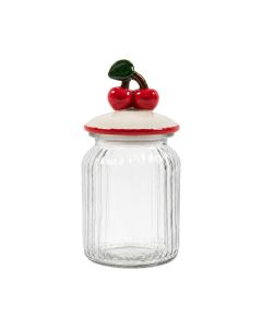 Storage jar cherry white h21,5 d11cm