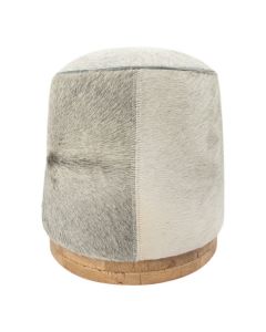 Poef Koe rond grijs 40x40x43cm (bos taurus taurus)