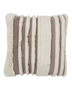 Cousin faux fur bandes natur/taupe 50x50cm
