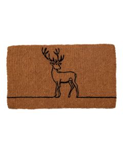 Deurmat Kokos handgeweven hert lijnmotief 75cm