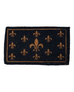 paillasson en coco fait main fleur de lis bleu 75cm