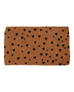 Deurmat Kokos handgeweven all-over hartjesmotief 75cm