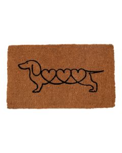 Deurmat Kokos handgeweven hartjes teckel 75cm