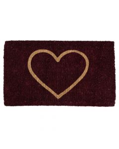 kokosmat handgeweven hart rood 75cm