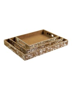 serving trays cow rectangle brown/white (set of 3) (bos taurus taurus)
