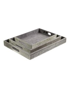 dienbladen koehuid rechthoek grey (set of 3)