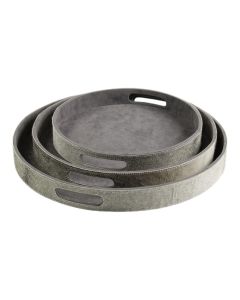 plateaux de service vache ronde gris (ensemble de 3)