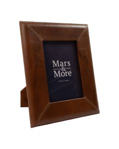 Photo frame leather smooth brown 18x13cm (bos taurus taurus)