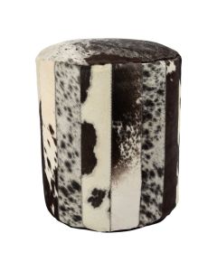 Pouf cow skin patchwork black/white 40x40x45cm (bos taurus taurus)