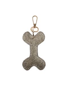 Sleutelhanger koeleer hondenbot grijs 10 cm (bos taurus taurus)