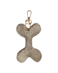 Sleutelhanger koeleer hondenbot grijs 12 cm (bos taurus taurus)
