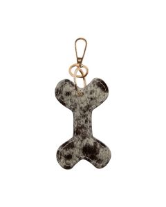 Sleutelhanger koeleer hondenbot zwart/wit, 10 cm (bos taurus taurus)