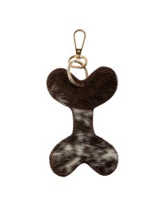 Sleutelhanger koeleer hondenbot zwart/wit 12 cm (bos taurus taurus)
