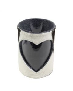 windlicht kuh herz schwarz/weiss 20cm