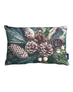 half cushion velvet winter pine cones 30x50cm*
