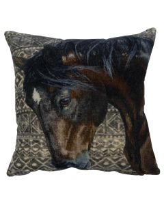 coussin velours conception avec des cheval 45x45cm*