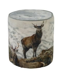 poef fluweel herten in sneeuw 40x40x45cm*