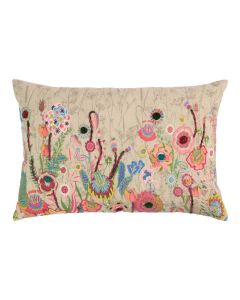 Coussin brodé fleurs sauvages mix coloré 40x60cm