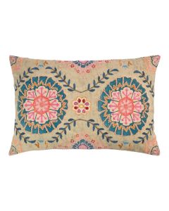 Coussin brodé zazi beige bleu 40x60cm