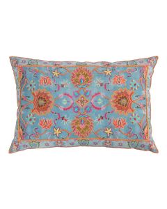 Coussin brodé zazi bleu orange 40x60cm