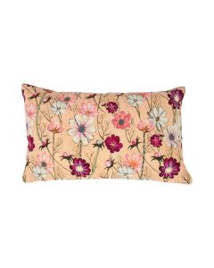 coussin brodé fleurs sauvages marguerite rose 30x50cm