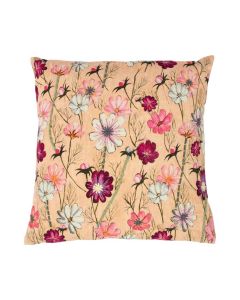 Cushion embroidered wild flowers marguerite pink 45x45cm