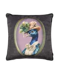 Kussen Portret lijstje pauw grijs 45x45cm