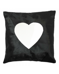 kussen koe hart zwart 45x45cm